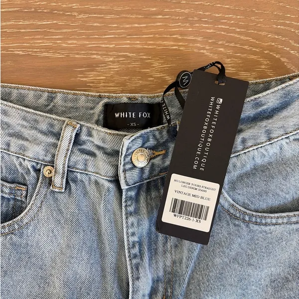 White Fox Jeans Straight Leg No Longer Yours Size XS Blue - Image 2