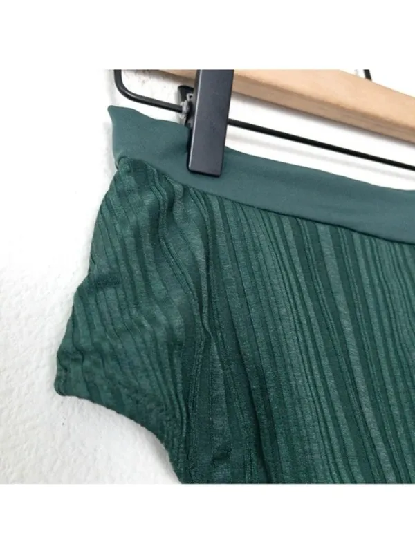 NEW Tavik Pernille High Waisted Bikini Bottom L Pine Green Metallic Stripe Swim - Image 12