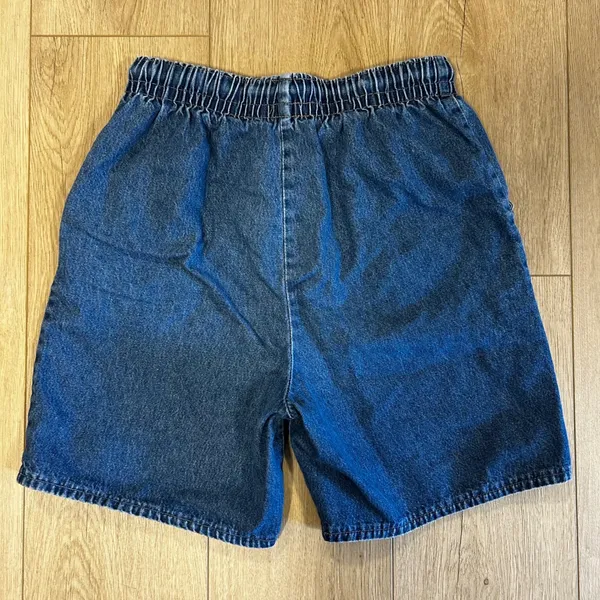 Vintage High Waisted Elastic Waist Denim Shorts Medium Wash Blue Cotton S M - Image 4
