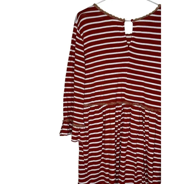 Jodifl Women's‎ Dress Flowy Ruffle Midi Striped Long Bell Sleeve Stretch Medium - Image 9