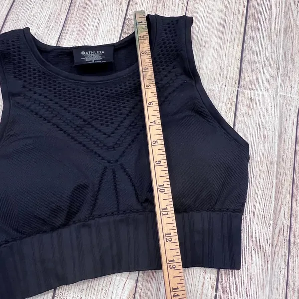 Athleta Black Seamless Pointelle Mesh Crop Top High Neck Tank Small - Image 4