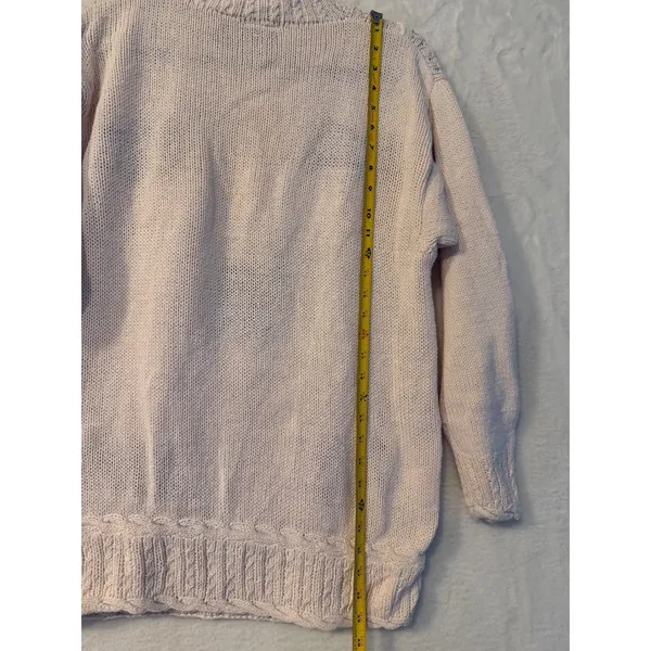 Vintage‎ American Eagle Hand Knit Floral Cable Knit Sweater Cream Medium - Image 7