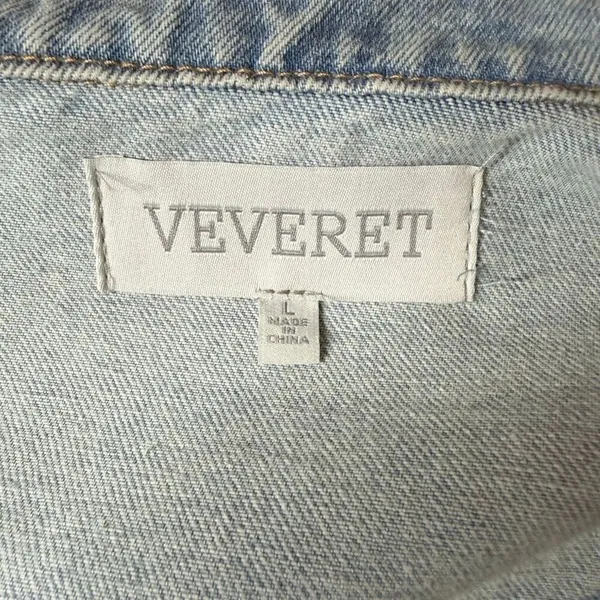 Veveret Denim Utility Jean Jacket Light Wash Oversized Cargo Pockets Size Large - Image 7