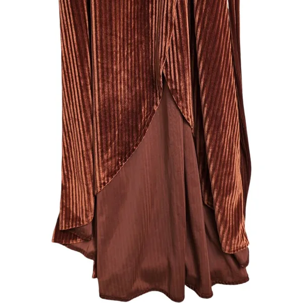 NWT Baltic Born Brown Velvet Wrap Maxi Dress V Neck Tie Waist Womens Size L - Image 5