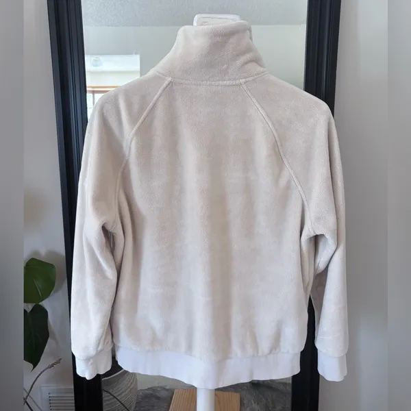 ATHLETA Double Cozy Karma Recover 3/4 Snap Fleece Cream Pullover Sweatshirt - Image 4