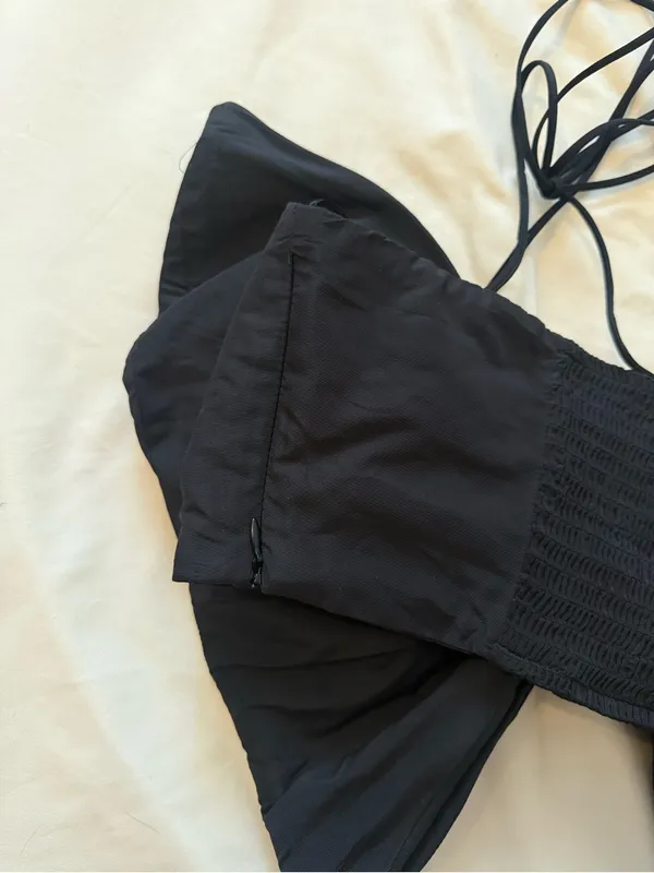 ZARA | Black Bow Front Halter Crop Top | XS - Image 5
