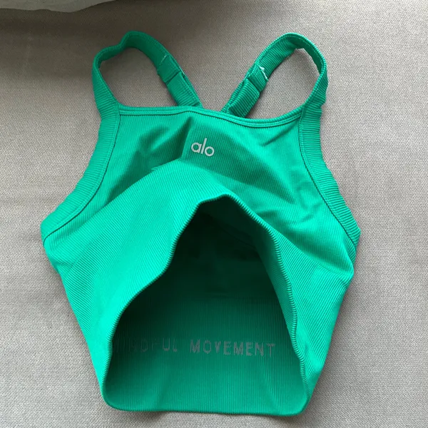 Alo Yoga Seamless Ribbed Favorite Bra Tank Spruce Green XXS - Image 4