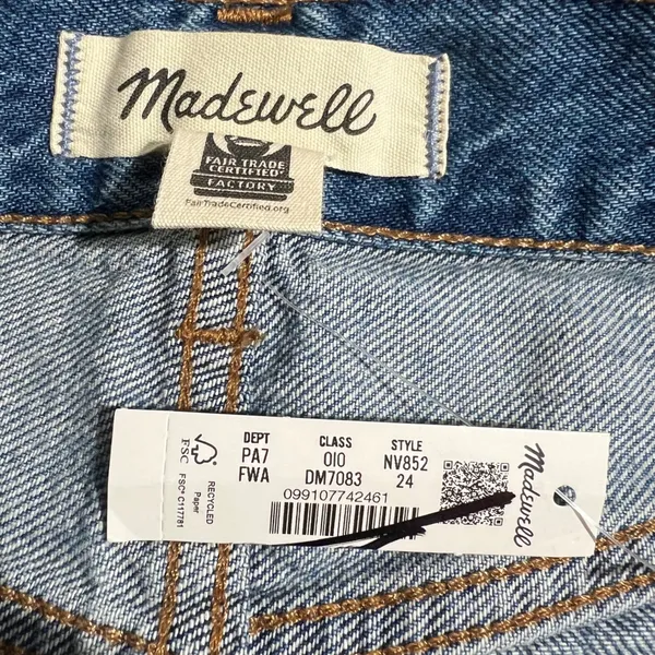 NWT Madewell Superwide Leg Jeans Fannin Wash Rigid Denim Cuffs High Rise - Image 5