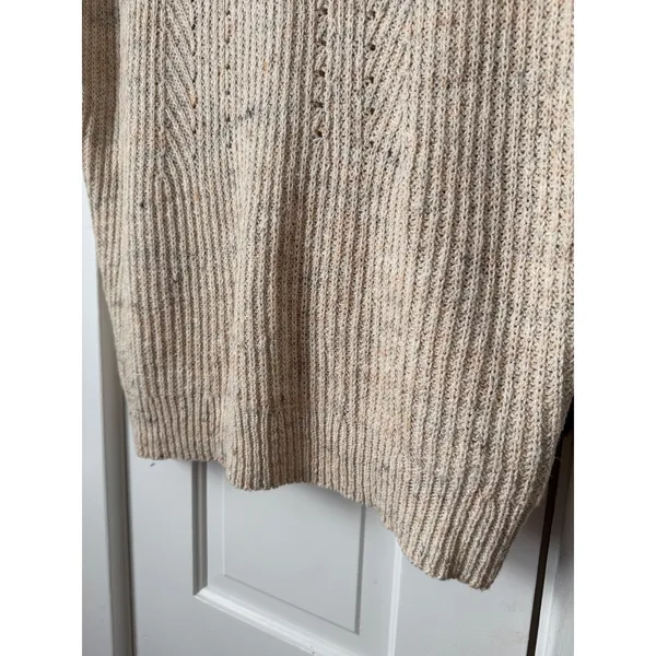 PILCRO Oversized Oatmeal Marl Knit Sweater Vest Deep V-Back Strap MEDIUM - Image 5