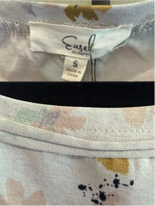 Easel Floral Print Bubble Sleeve Top in Mustard Size S - Image 6