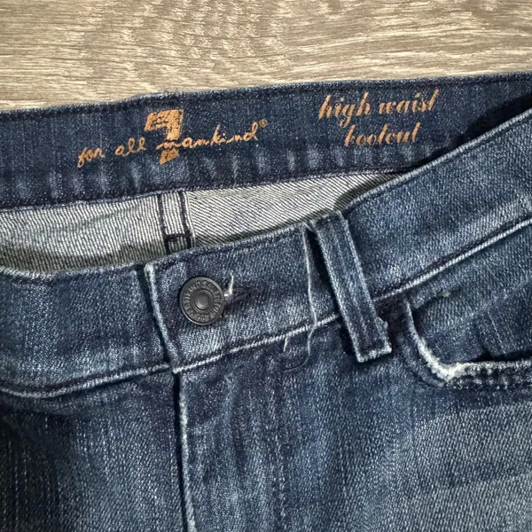 7 For‎ All Mankind Mid Waist Bootcut Y2K Jeans Women Sz 28 Dark Wash Cropped USA - Image 3