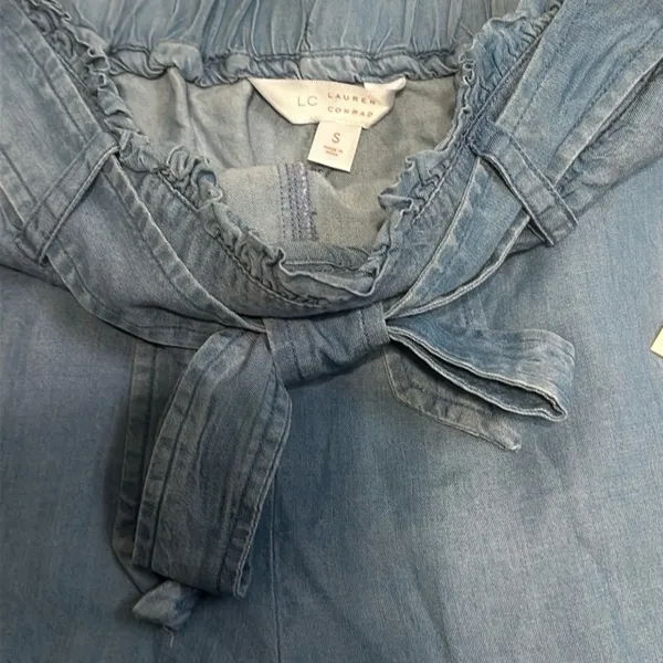 LC Lauren Conrad 3" High-Waisted Paperbag Shorts Chambray NEW Small - Image 8