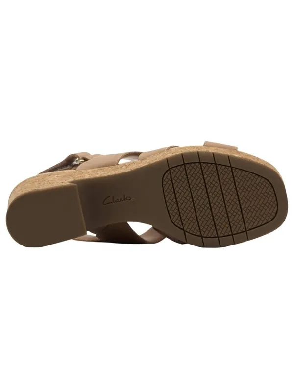 NWT Clarks Womens Platform Cork Nerisa Grace Wedge Sandal Sand Nubuck Brown 8.5M - Image 4