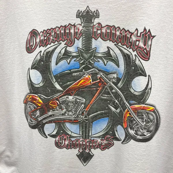 Orange County Choppers OCC Y2K Vintage Double Sided Flame Graphic Biker Tee XXL - Image 2