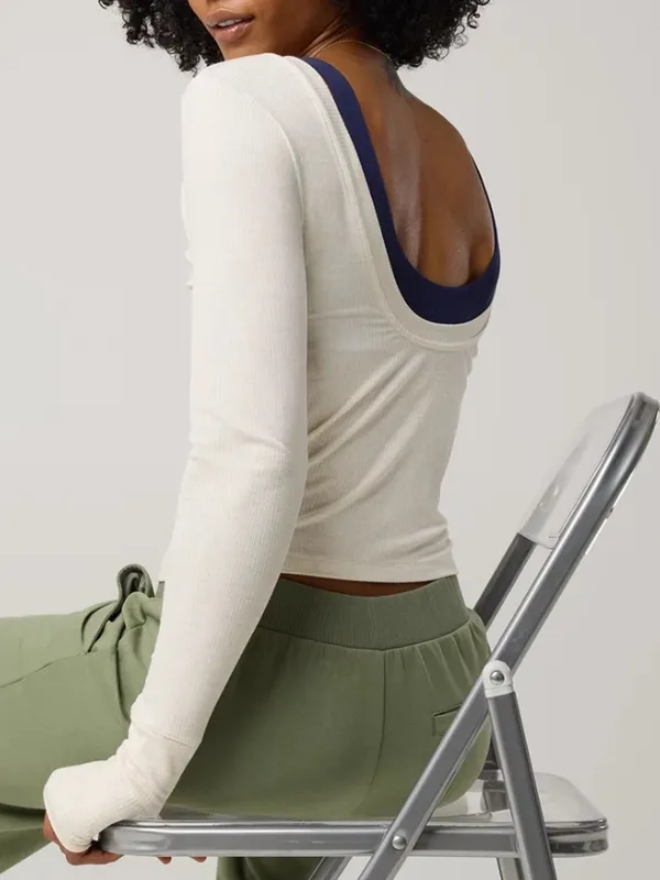 Aerie Thumbs Up Ribbed Scoop Back T-Shirt - Image 2