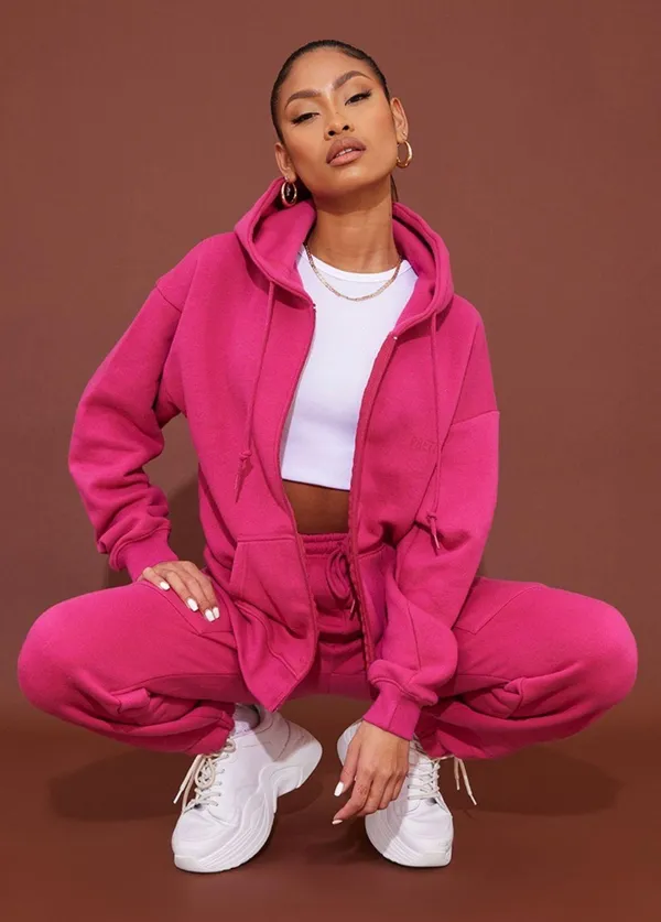 Pretty Little Thing hot pink zip up hoodie - Image 2