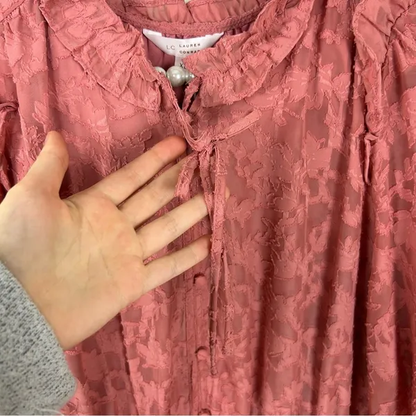 NWT Lauren Conrad Pink Textured Floral Dress Size XL - Image 7