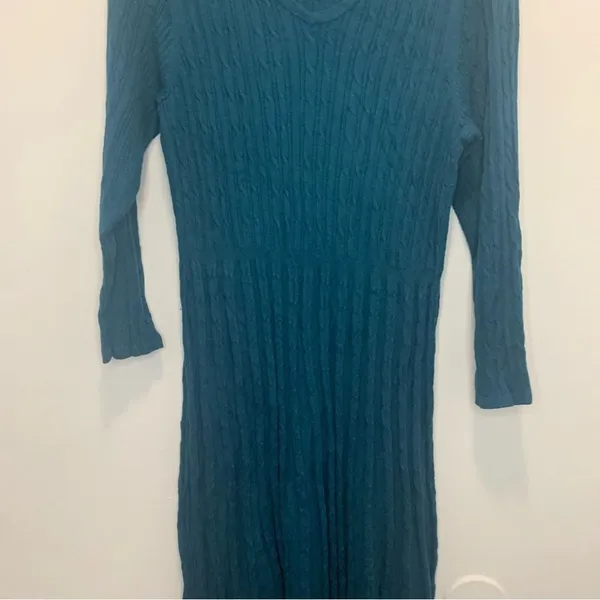Dressbarn Blue Ribbed Sweaterdress Women's 1X - Image 4