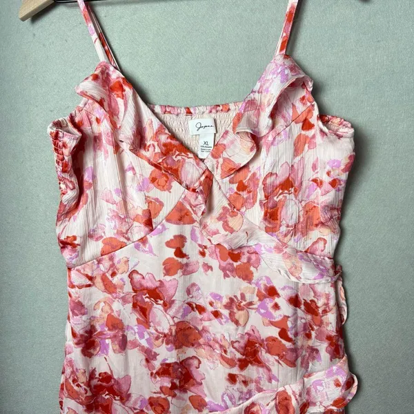 Japna Women’s Midi Cocktail Dress Ruffle Spaghetti Strap Smocked Back size XL - Image 3