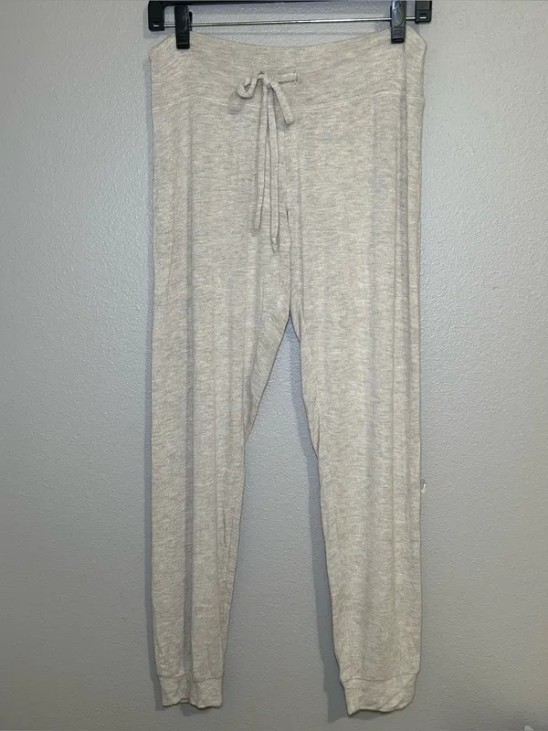 Beyond Yoga Lounge Around Cream Knit Midi Jogger Pants Drawstring Women’s Small - Image 2