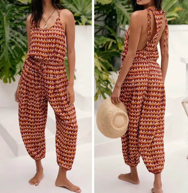Anthropologie Graham Keegan Sleeveless Pintuck Jumpsuit, Size L - Image 2