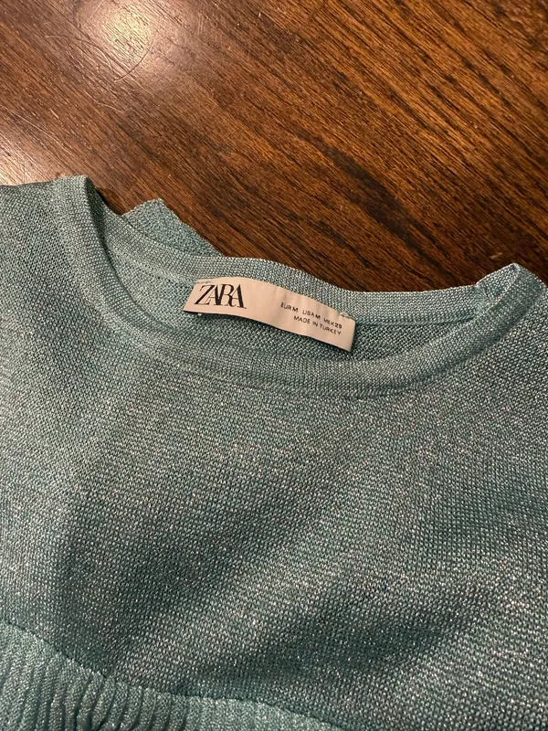 ZARA Blue Sparkly Top Skirt Set - Image 3