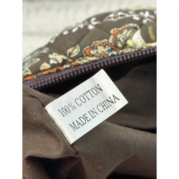 Quilted vtg‎ Floral Paisley Cotton Shoulder Bag Brown Hobo Purse Zippered Pocket - Image 11
