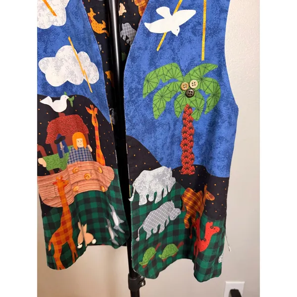 Handmade Noahs Ark Reversible Quilted Patchwork Animal Vest Multi-Color - Image 7