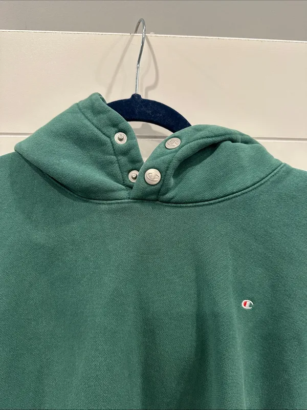 Champion Green Pullover Hoodie with Subtle Logo - Image 2