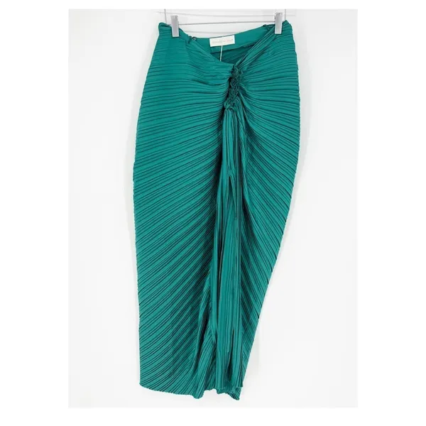 NWT‎ Donnee Par Dieu Pleated Maxi Skirt Women's Size M Green - Image 2