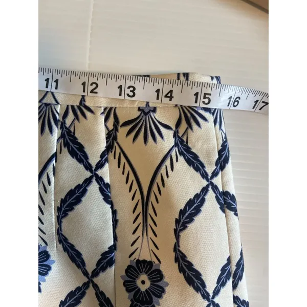 J Crew Skirt Size 6 Blue Floral Pencil Cotton‎ Zip Up Office Preppy Party Casual - Image 8