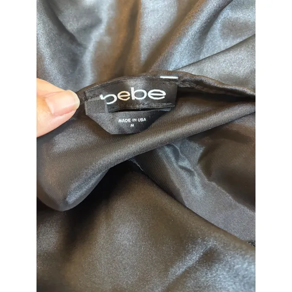 Vintage Y2K‎ Bebe Cowl Neck Slip Dress Med Black Satin Maxi Minimalist Cocktail - Image 3