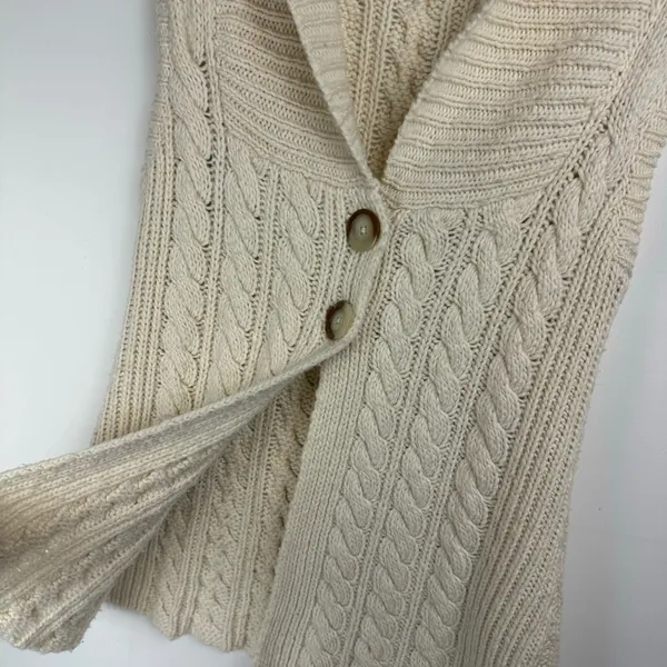 Eddie Bauer Cable Knit Sweater Vest Cardigan Sz Large Wool Blend Button Front - Image 7
