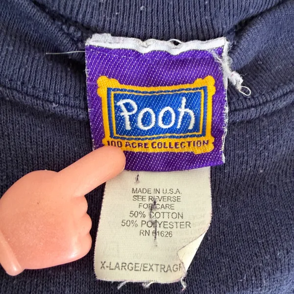 Vintage Disney Winnie the Pooh Sweatshirt XL Navy‎ Blue Brazos Sportswear USA - Image 4
