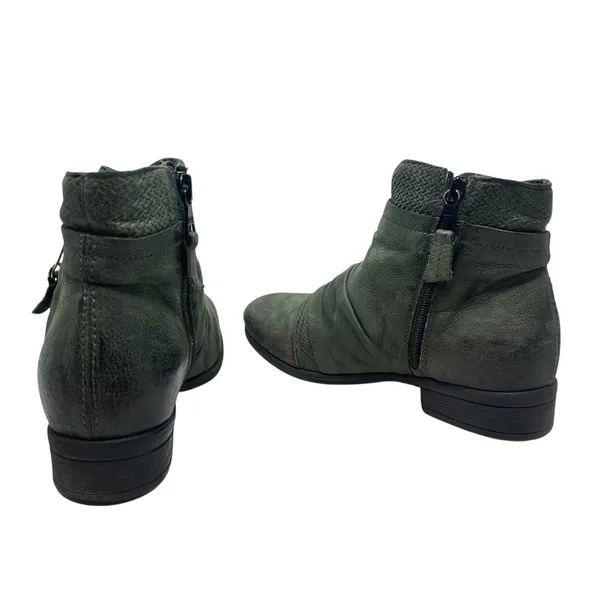 Miz Mooz Sunny Green Leather‎ Ankle Booties Boots Ruched Zip EU 36 US 6 Womens - Image 10