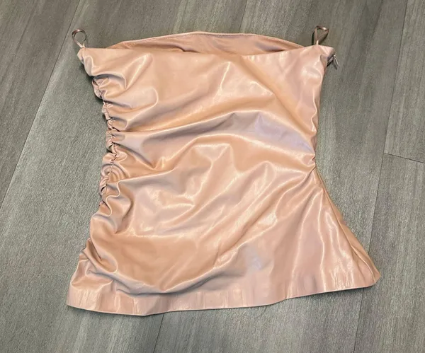 ZARA Faux Leather Ruched Sleeveless Top - Image 3
