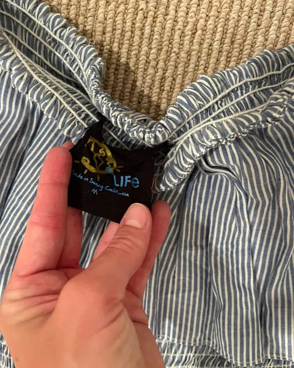 Pinstripe Romper Blue Size M - Image 2