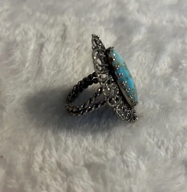 Western Germany Turquoise Colored Filigree Ring Blue - Image 7