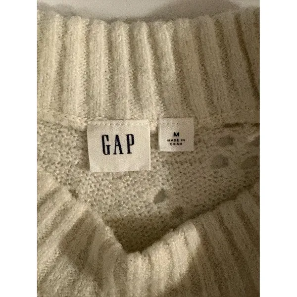Gap Ivory Frost/Cream Pointelle Crew Sweater - Image 5