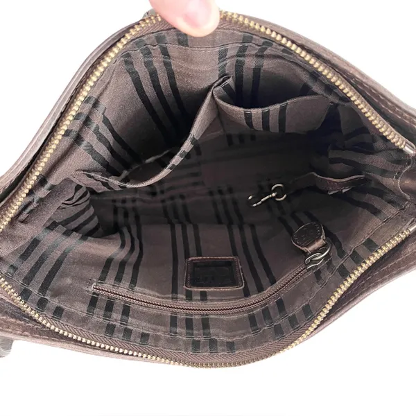 Frye ‘Melissa Button’ Grey Distressed Leather Crossbody Bag - Image 9