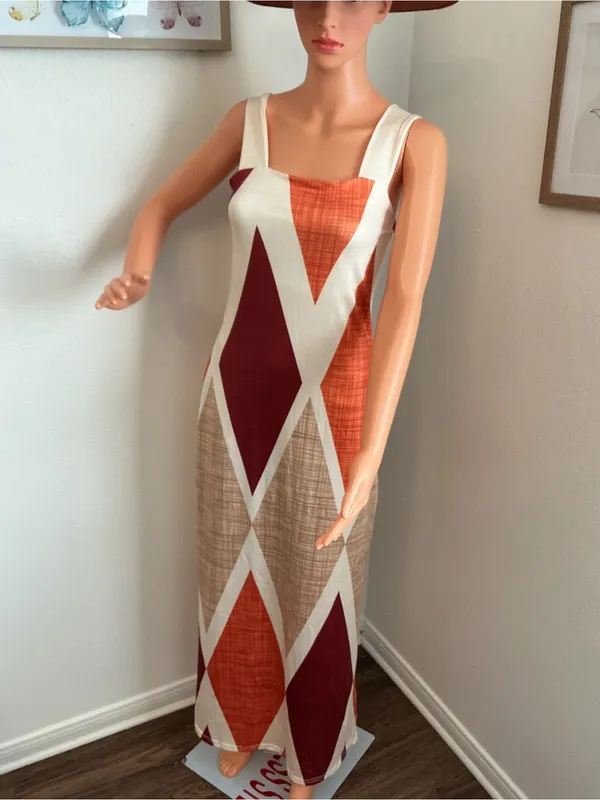 ChicMe Geometric Print Sleeveless Maxi Dress Size S Side Slits - Image 4