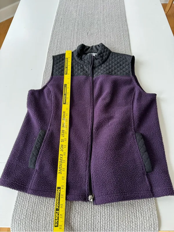 Vintage Croft & Barrow Purple and Black Quilted Fleece Vest Sz XL Petite - Image 7