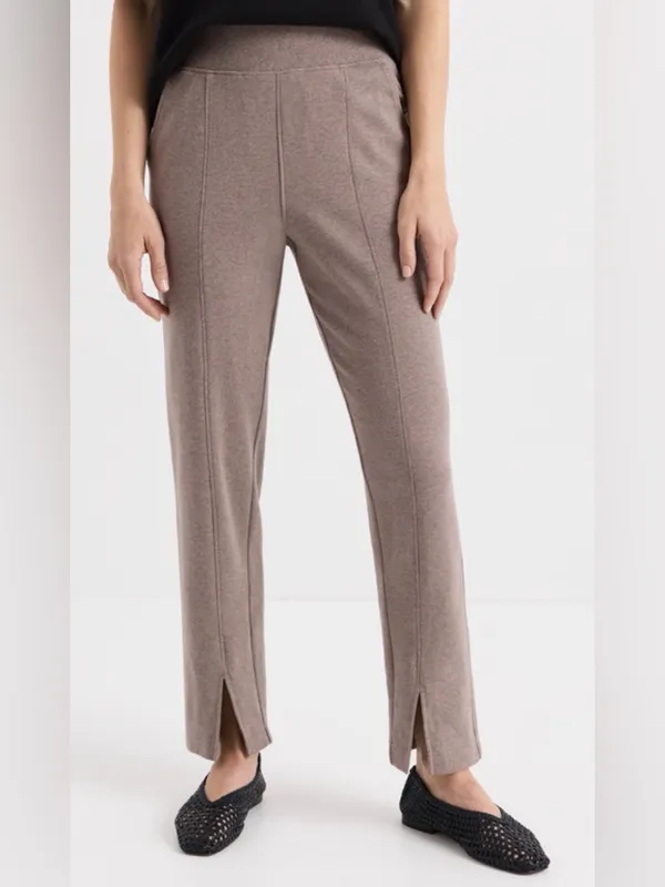 Pact organic airplane tapered leg pant deep taupe purple womens L travel comfort - Image 5