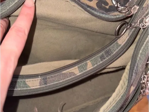 Vintage Y2K 2000’s Camouflage Canvas Shoulder Bag with junk pins - Image 9