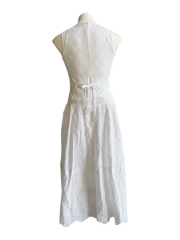 GAP Eyelet Drop-Waist Maxi Dress White XS Petite NWT - Image 8