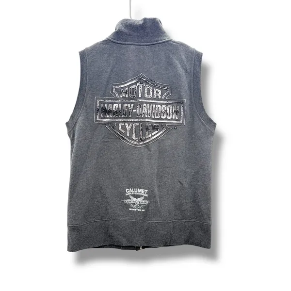 Harley-Davidson Zip Vest Women's Small Gray Logo Biker Casual Layering‎ - Image 3