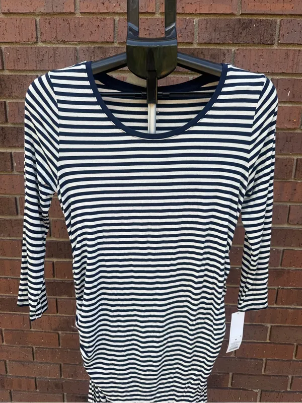Liz Lange Maternity for Target Striped Dress Navy White Medium M 3/4 Sleeve New - Image 5