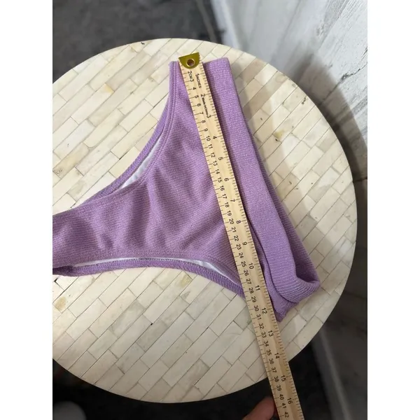 SheIn Lavender Ribbed High Waisted Bikini Bottoms Minimal Swimwear Small - Image 5