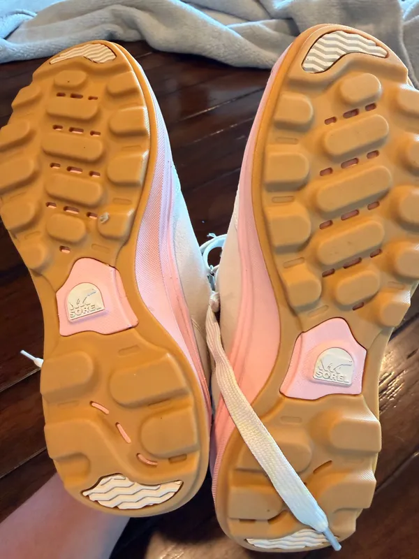Sorel Women’s Waterproof Leather Hiking Boots Cream Pink Green Lace Up Sneakers - Image 4