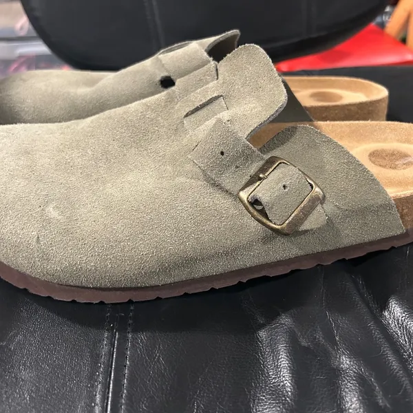 Cushionare Suede Slip-On Buckle Mules in Haze - Image 6